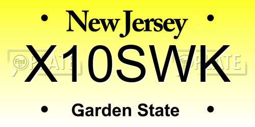 X10SWK New Jersey License Plate