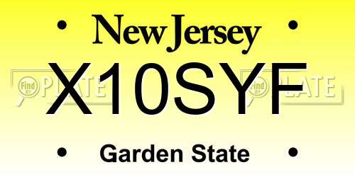 X10SYF New Jersey License Plate