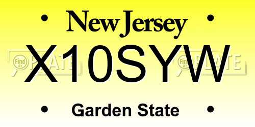 X10SYW New Jersey License Plate