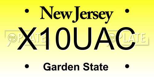 X10UAC New Jersey License Plate
