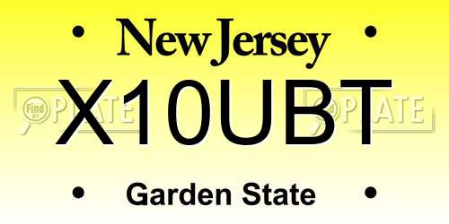 X10UBT New Jersey License Plate