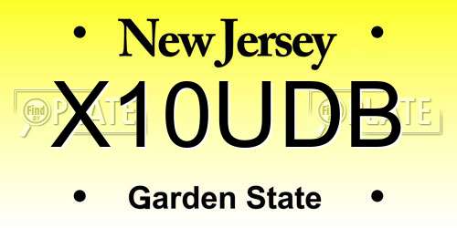 X10UDB New Jersey License Plate