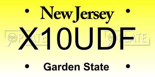 X10UDF New Jersey License Plate