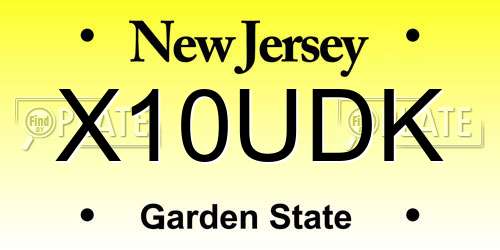 X10UDK New Jersey License Plate