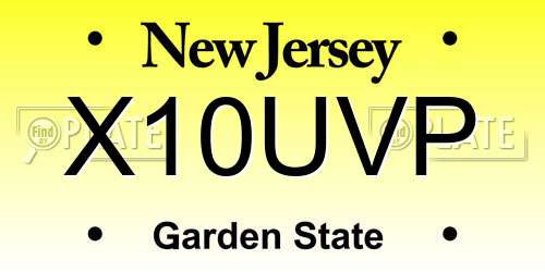 X10UVP New Jersey License Plate