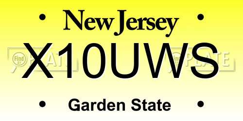 X10UWS New Jersey License Plate