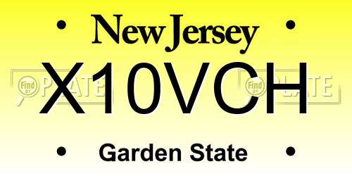 X10VCH New Jersey License Plate