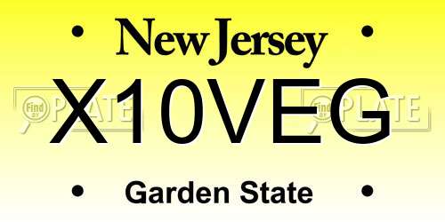 X10VEG New Jersey License Plate