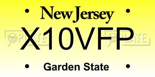 X10VFP New Jersey License Plate