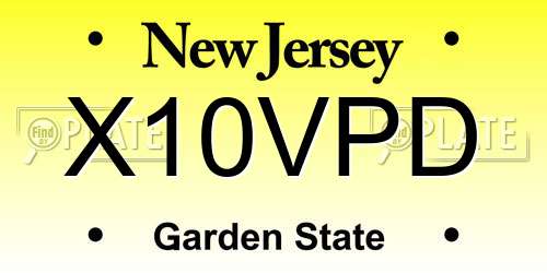 X10VPD New Jersey License Plate
