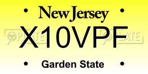 X10VPF New Jersey License Plate