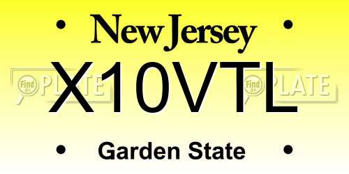 X10VTL New Jersey License Plate