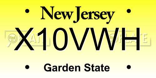 X10VWH New Jersey License Plate