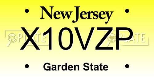 X10VZP New Jersey License Plate