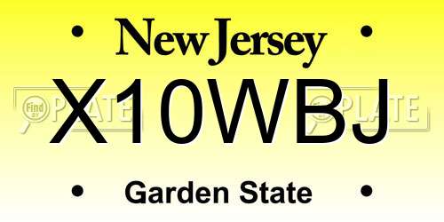 X10WBJ New Jersey License Plate
