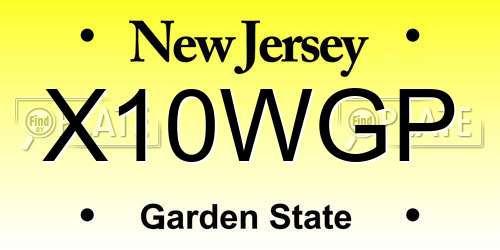 X10WGP New Jersey License Plate