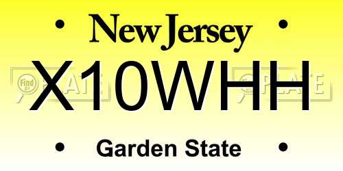 X10WHH New Jersey License Plate