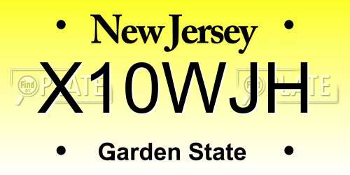 X10WJH New Jersey License Plate