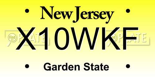 X10WKF New Jersey License Plate