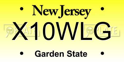X10WLG New Jersey License Plate