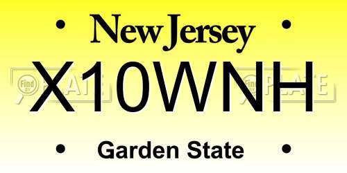 X10WNH New Jersey License Plate