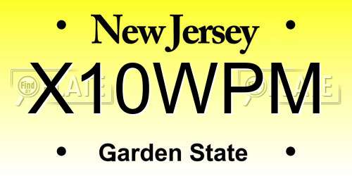 X10WPM New Jersey License Plate