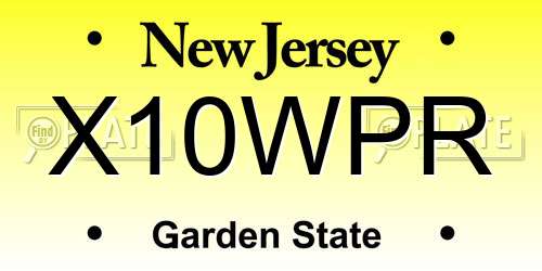 X10WPR New Jersey License Plate