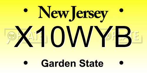 X10WYB New Jersey License Plate