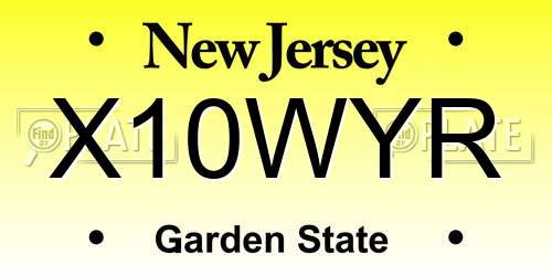 X10WYR New Jersey License Plate