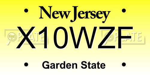 X10WZF New Jersey License Plate