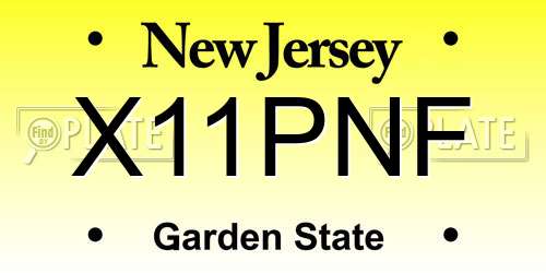 X11PNF New Jersey License Plate