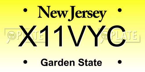 X11VYC New Jersey License Plate