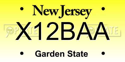 X12BAA New Jersey License Plate