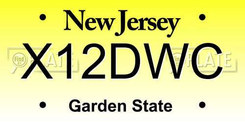 X12DWC New Jersey License Plate
