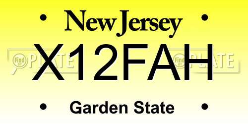 X12FAH New Jersey License Plate