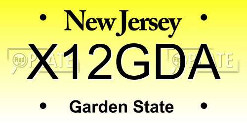 X12GDA New Jersey License Plate