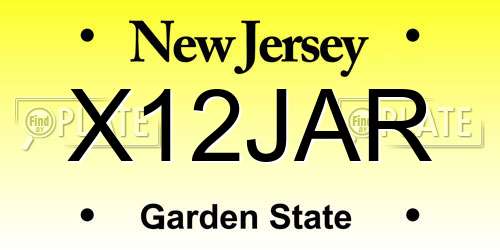 X12JAR New Jersey License Plate
