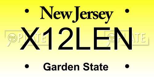 X12LEN New Jersey License Plate