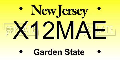 X12MAE New Jersey License Plate