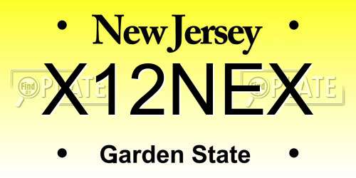 X12NEX New Jersey License Plate