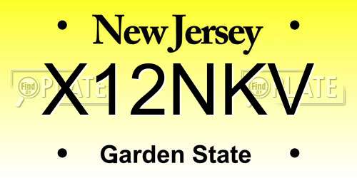 X12NKV New Jersey License Plate