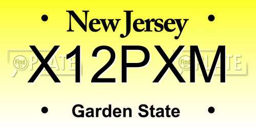 X12PXM New Jersey License Plate