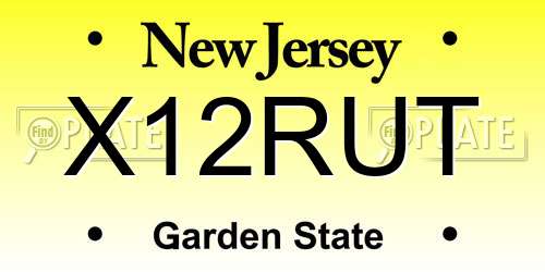 X12RUT New Jersey License Plate