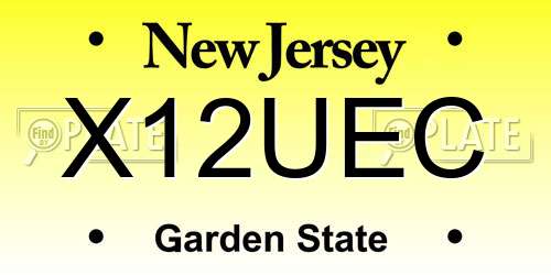 X12UEC New Jersey License Plate