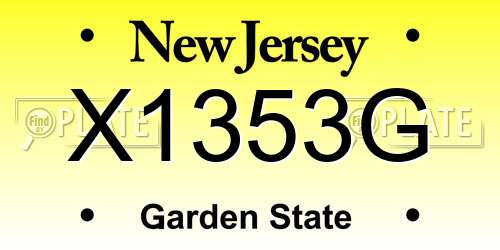 X1353G New Jersey License Plate
