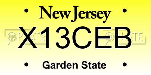 X13CEB New Jersey License Plate