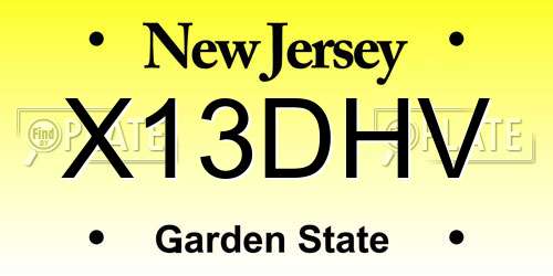 X13DHV New Jersey License Plate