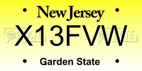 X13FVW New Jersey License Plate