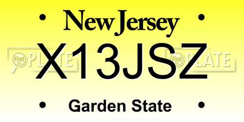 X13JSZ New Jersey License Plate