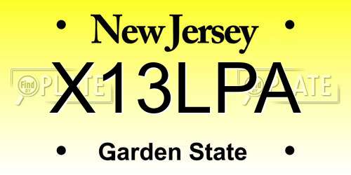 X13LPA New Jersey License Plate